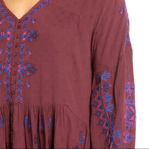 NWT Free People Arianna Boho Tunic in Plum Red. Size L - Picture 5 of 6